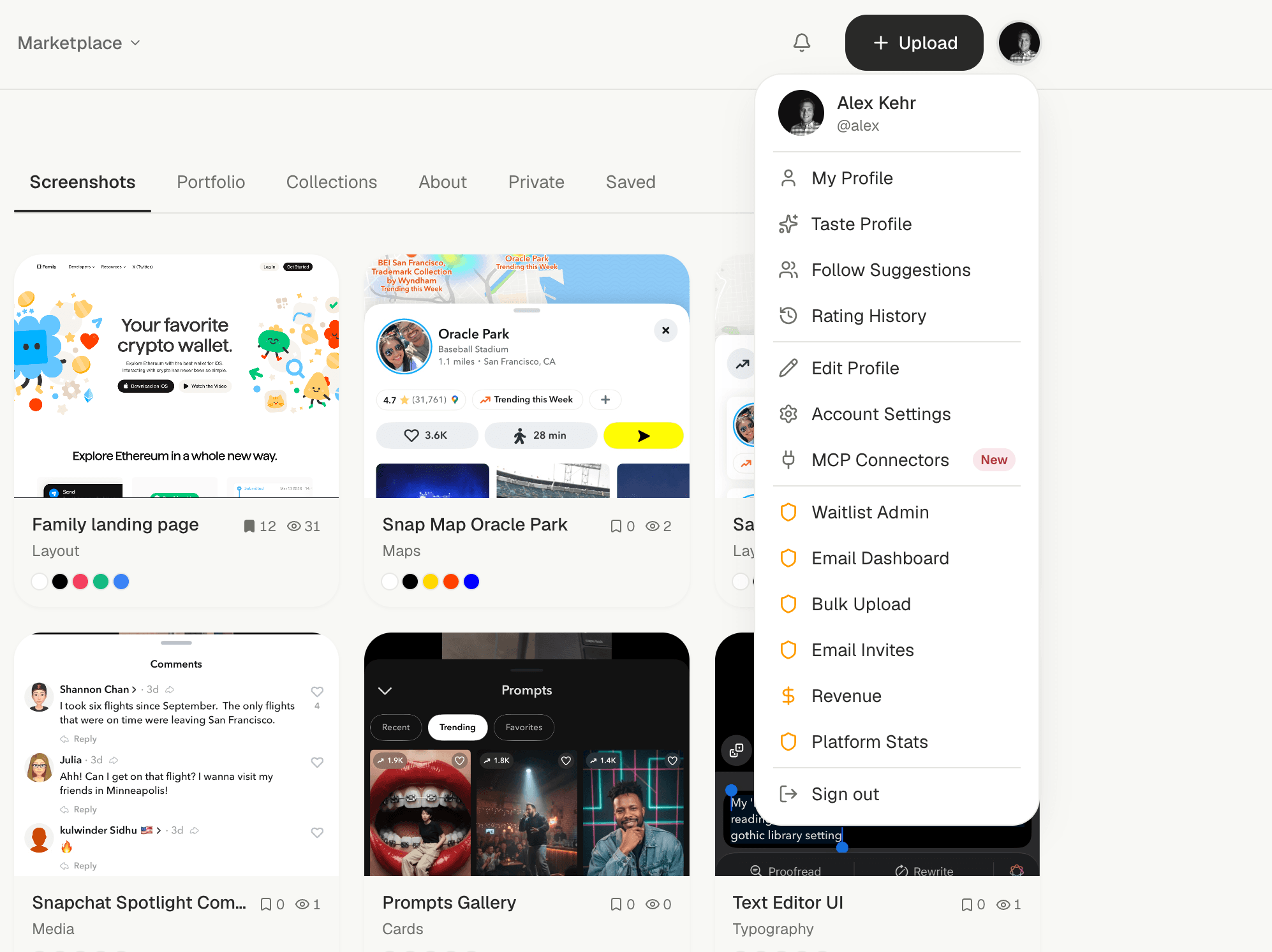 Dribbble Dashboard