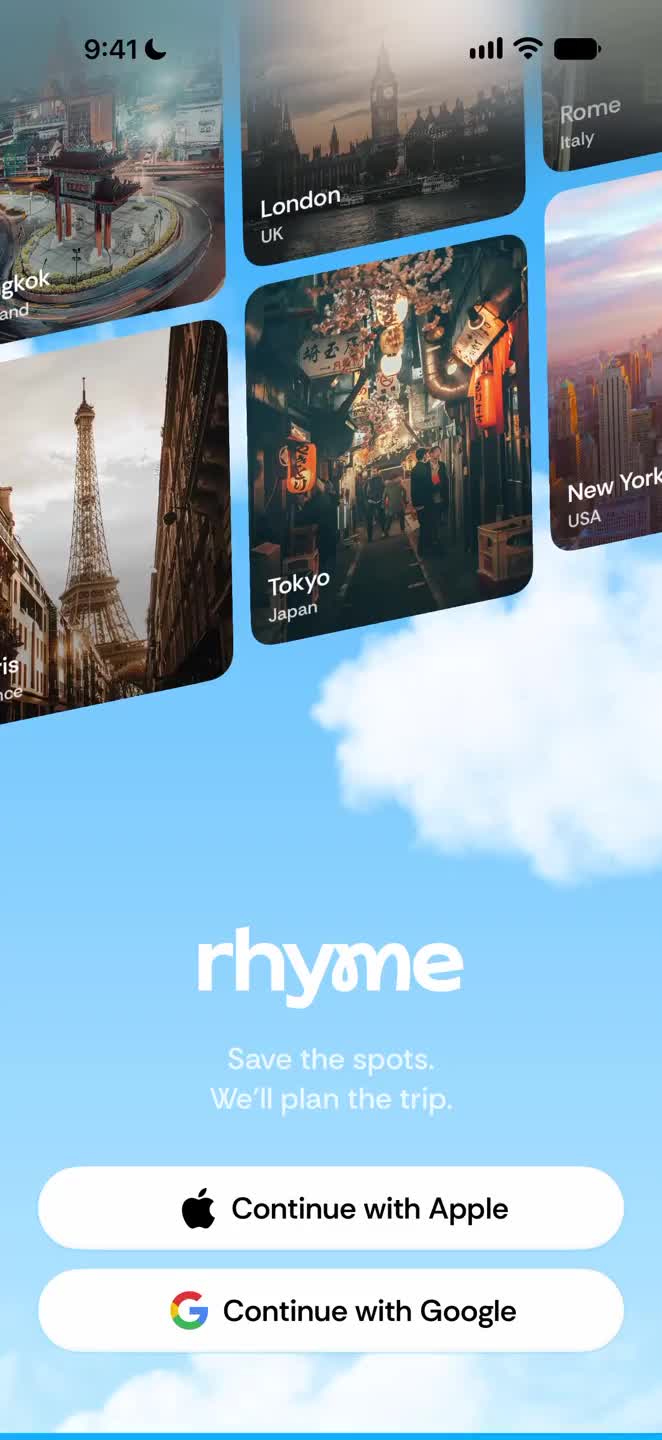 Rhyme Login Page